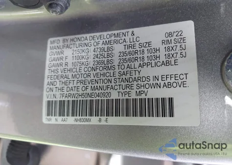 2022 Honda Cr-V Awd Ex z USA, uszkodzony, nr VIN 7FARW2H50NE040920